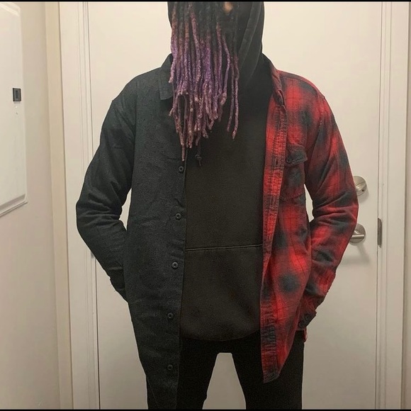 Unisex Up-cycled Patchwork Button-Up - Picture 1 of 4